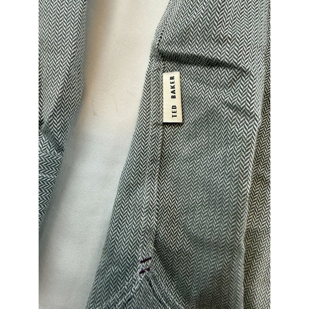 NWT Ted Baker Crotone Long Sleeve Herringbone Shirt Size 3 (M) Regular Fit in LT - Picture 7 of 15